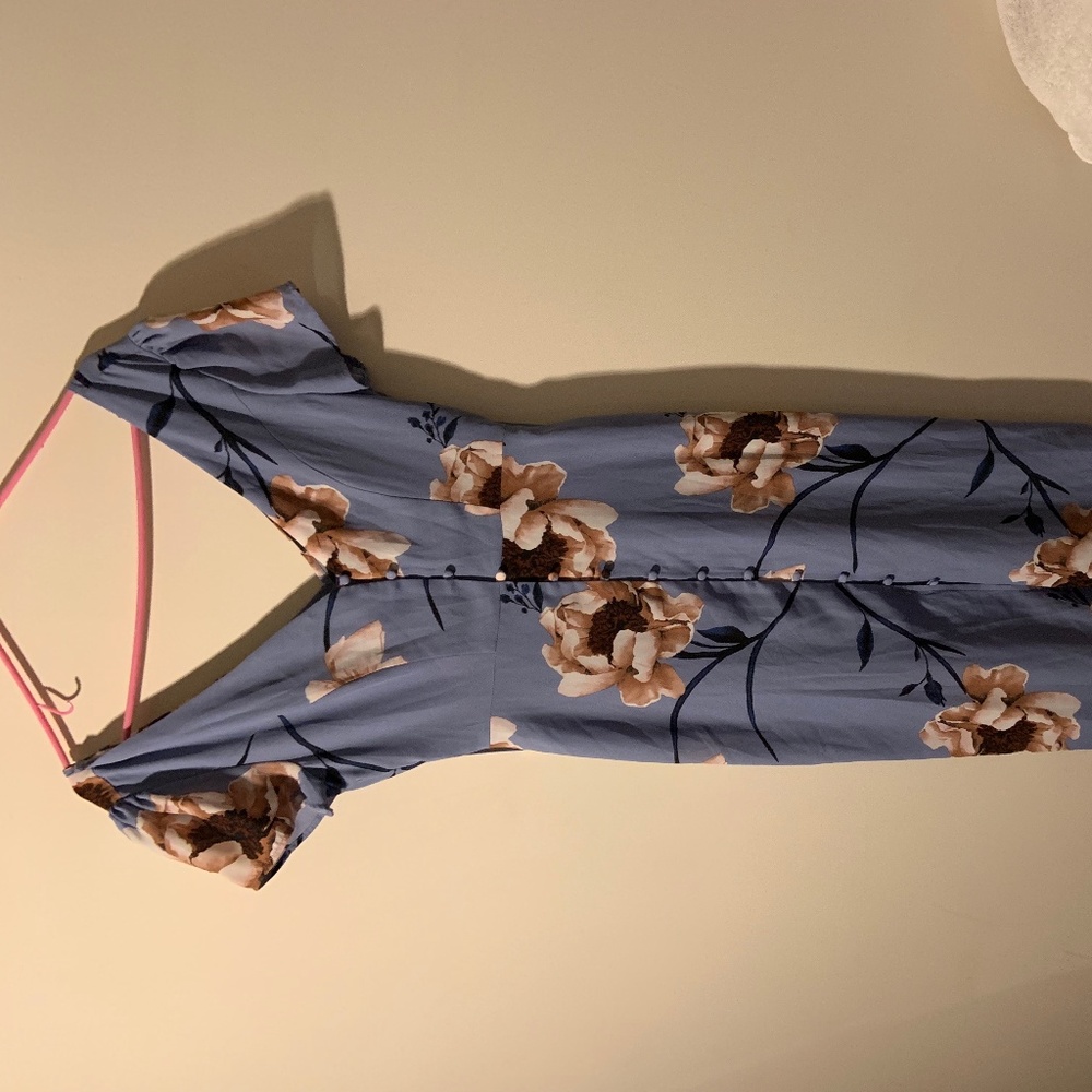 Long blue floral dress